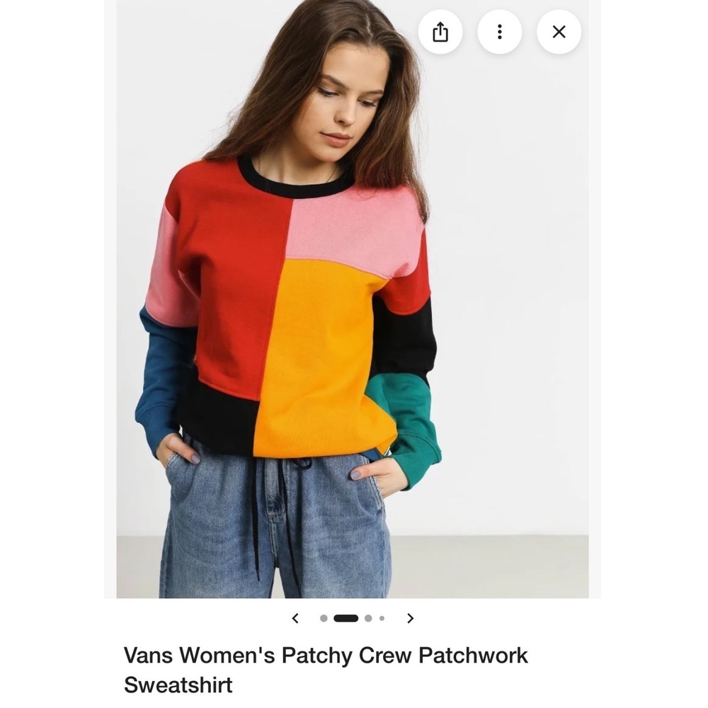 Vans Patchy Crew Colorblock Patchwork Crewneck Sweatshirt Womens L  VN0A3UMVUUW